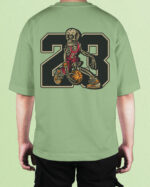 TL0474BIG Tshirt Oversize Matcha22 Męska koszulka Gruba Premium <br>Szkielet Koszykarz 23