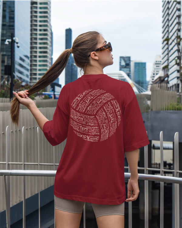 TL0494BIG Tshirt Oversize Wine Red23 Damska koszulka Gruba Premium <br>Siatkówka - Volleyball