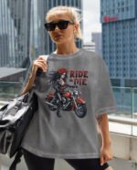 Koszulka oversize efekt sprania <br>Królowa Motocykli