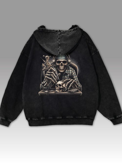 Bluza oversize z kapturem Szkielet Tatuażysta