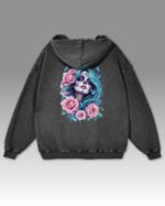 Bluza oversize z kapturem <br>Dusza w Kwiatach – efekt sprania