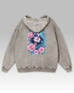 Bluza oversize z kapturem <br>Dusza w Kwiatach – efekt sprania