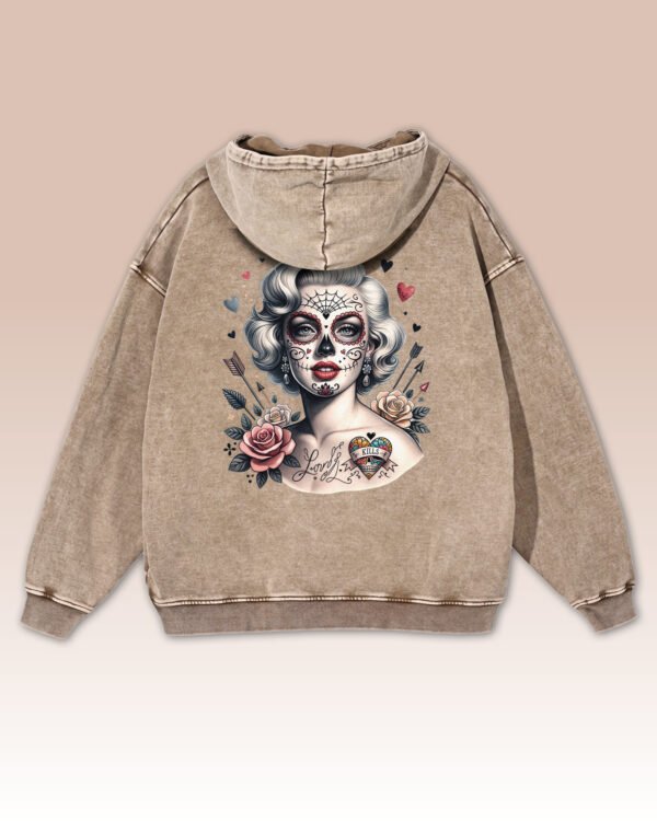 Bluza oversize z kapturem <br>Królowa Cieni – efekt sprania