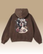 Bluza oversize z kapturem <br>Królowa Cieni – efekt sprania