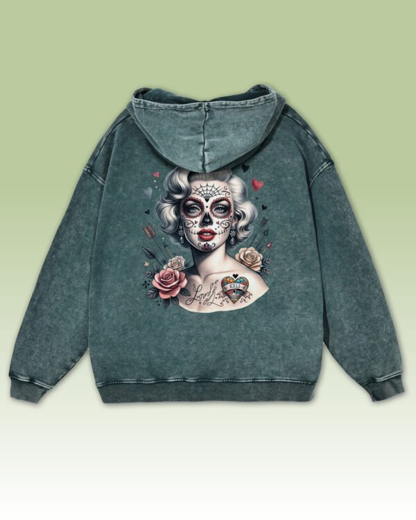 Bluza oversize z kapturem <br>Królowa Cieni – efekt sprania