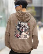 Bluza oversize z kapturem <br>Królowa Cieni – efekt sprania
