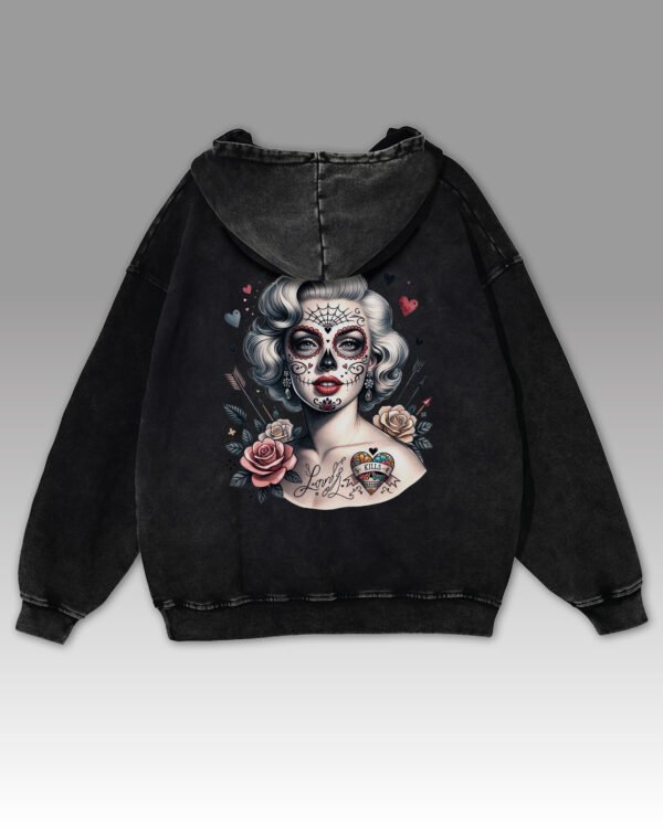Bluza oversize z kapturem <br>Królowa Cieni – efekt sprania