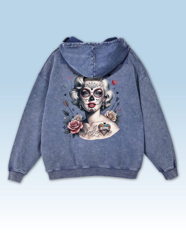Bluza oversize z kapturem <br>Królowa Cieni – efekt sprania