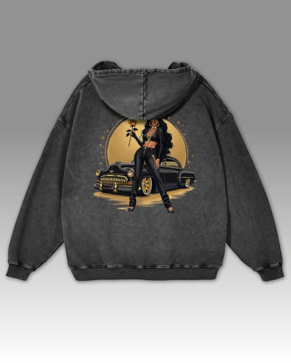 Bluza oversize z kapturem <br>Królowa Ulicy – efekt sprania
