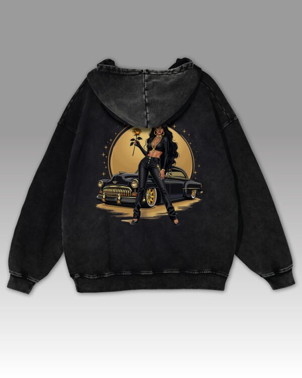 Bluza oversize z kapturem <br>Królowa Ulicy – efekt sprania