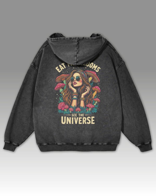 Bluza oversize z kapturem <br>Magiczne Grzyby – efekt sprania