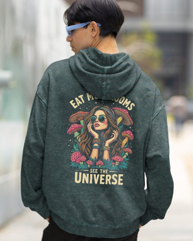 Bluza oversize z kapturem <br>Magiczne Grzyby – efekt sprania