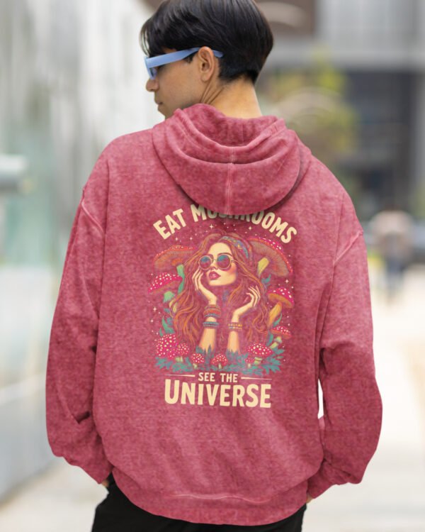 Bluza oversize z kapturem <br>Magiczne Grzyby – efekt sprania