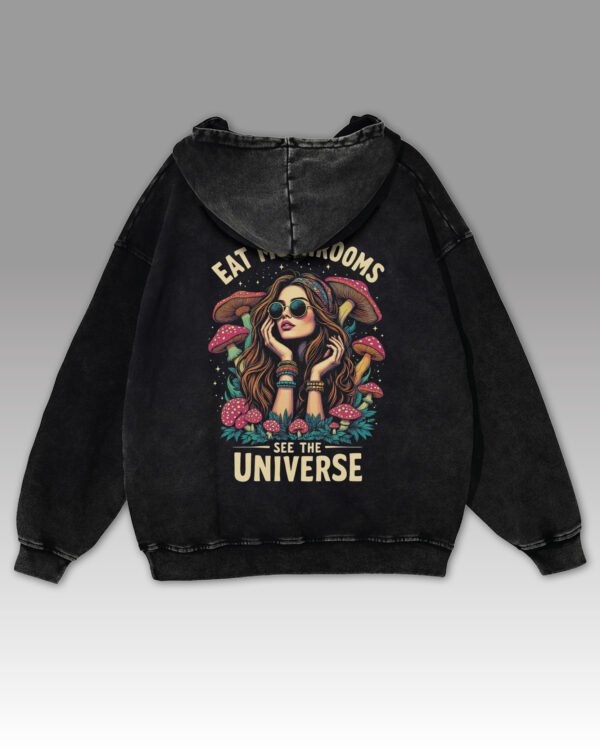 Bluza oversize z kapturem <br>Magiczne Grzyby – efekt sprania