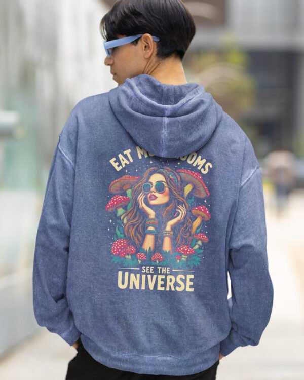 Bluza oversize z kapturem <br>Magiczne Grzyby – efekt sprania