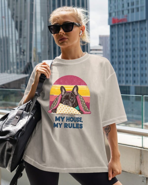 Koszulka oversize efekt sprania <br>Buldog Francuski
