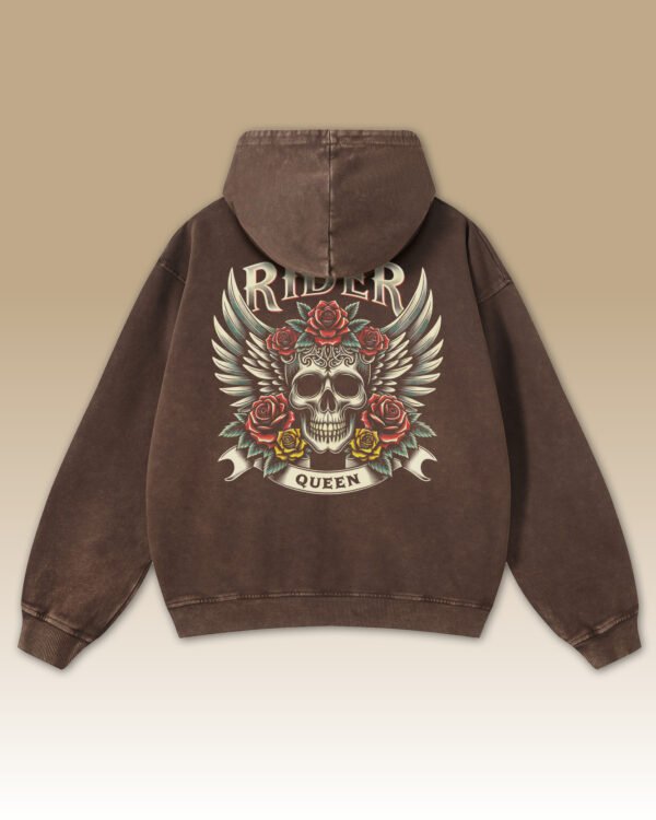 Bluza oversize z kapturem <br>Królowa Drogi – efekt sprania