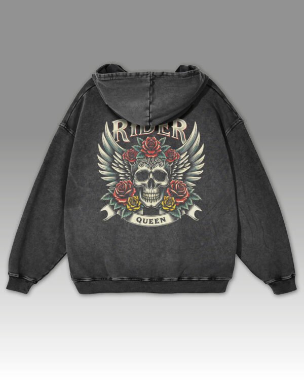 Bluza oversize z kapturem <br>Królowa Drogi – efekt sprania
