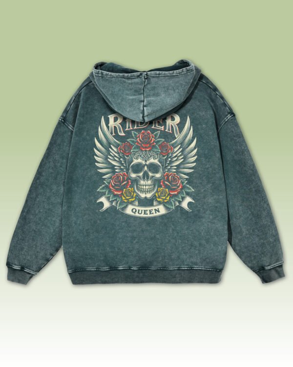 Bluza oversize z kapturem <br>Królowa Drogi – efekt sprania