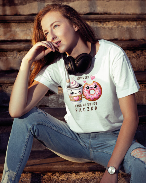 TL0923 UNI FRONT3 Koszulka na Walentynki <br>Jesteś jak kawa do mojego pączka