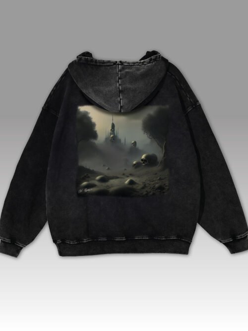 Bluza oversize z kapturem Czaszki i zamek