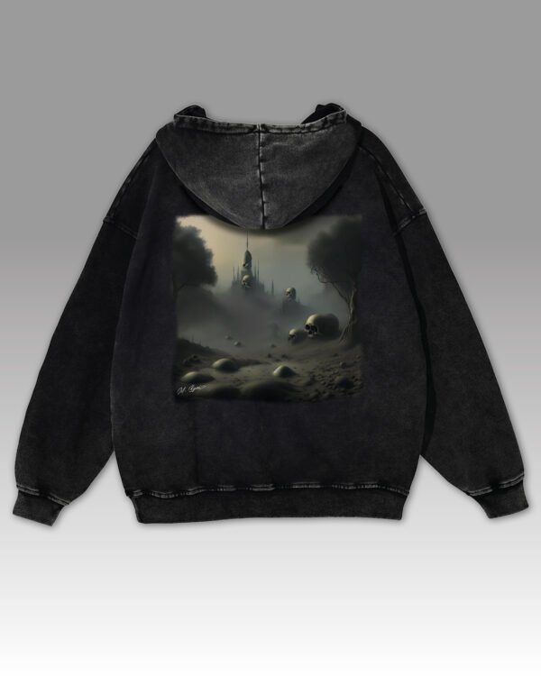 Bluza oversize z kapturem Czaszki i zamek