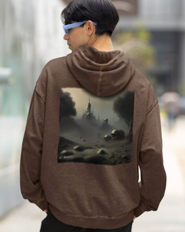 Bluza oversize z kapturem <br>Czaszki i zamek <br>Inspiracja Beksińskim - M. Byai