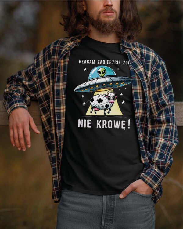 Koszulka z nadrukiem <br>Błagam zabierzcie żonę nie krowę!