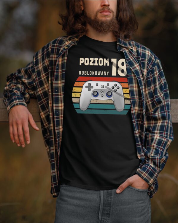 Koszulka na 18 urodziny <br>Poziom 18 odblokowany dla gamera