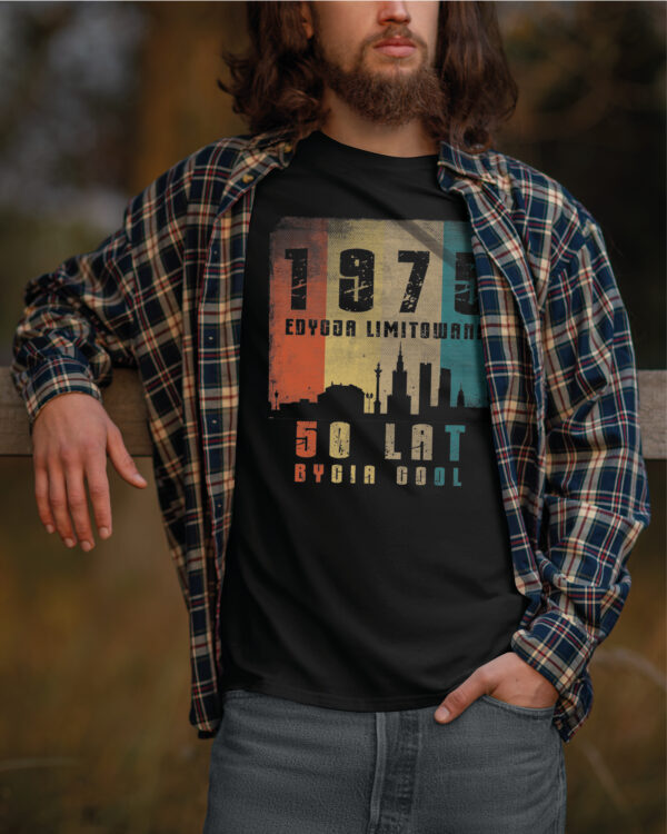 TL1028B SIM Black3 Koszulka na 50 urodziny <br>50 lat bycia cool 1975