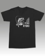 Koszulka czarna Wędkarska Rybki