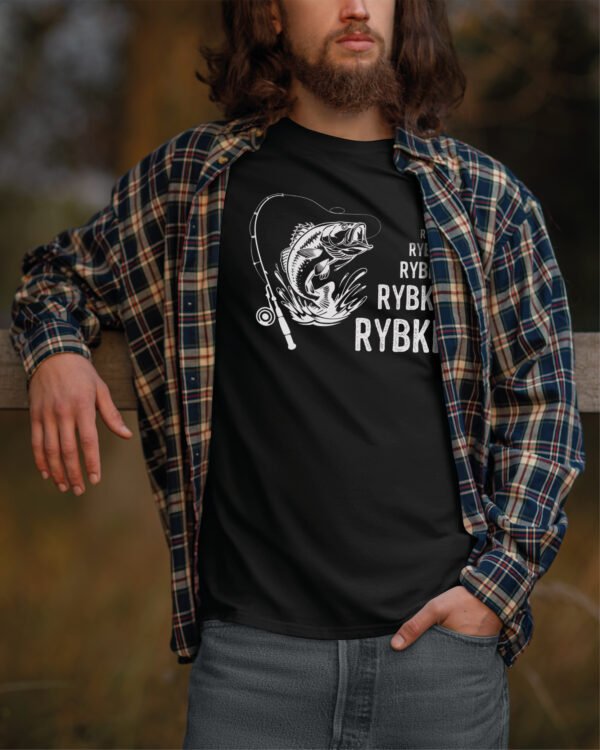 Koszulka czarna <br>Wędkarska Rybki