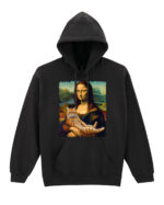 TL0303 Tshirt Hoodie Sweater SIM10 Bluza z kapturem Mona Lisa z kotem
