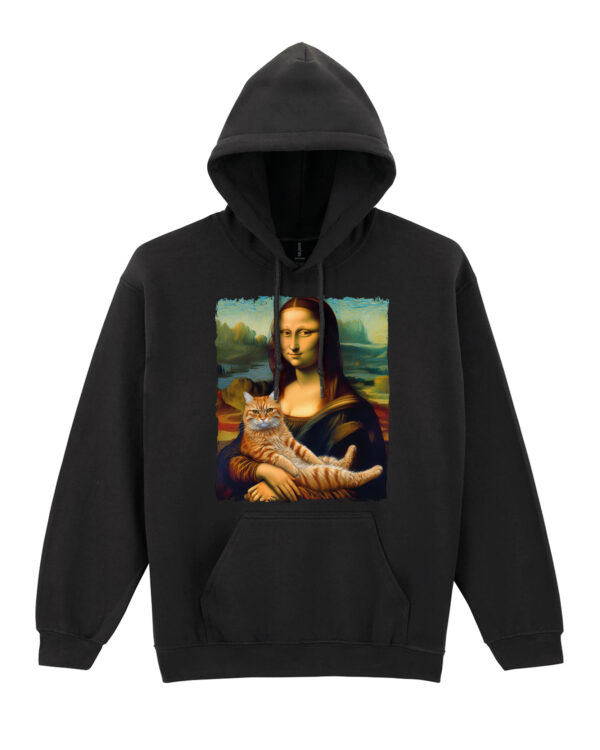 TL0303 Tshirt Hoodie Sweater SIM10 Bluza z kapturem Mona Lisa z kotem