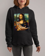 TL0303 Tshirt Hoodie Sweater SIM11 Bluza z kapturem Mona Lisa z kotem