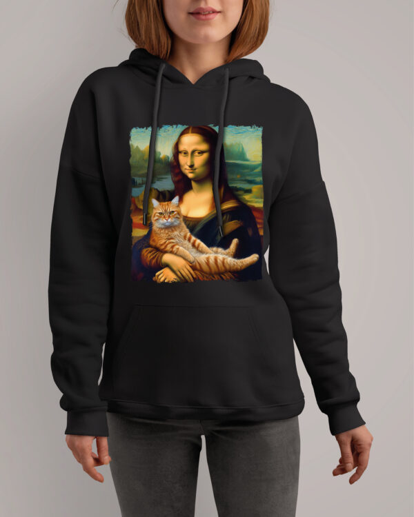 TL0303 Tshirt Hoodie Sweater SIM11 Bluza z kapturem Mona Lisa z kotem