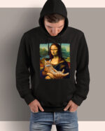 TL0303 Tshirt Hoodie Sweater SIM12 Bluza z kapturem Mona Lisa z kotem