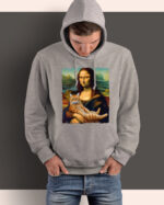 TL0303 Tshirt Hoodie Sweater SIM15 Bluza z kapturem Mona Lisa z kotem