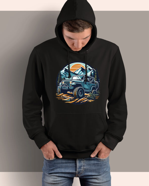 TL0360 Tshirt Hoodie Sweater SIM12 Bluza z kapturem z autem terenowym <br>Off-Road 4x4 Przygoda