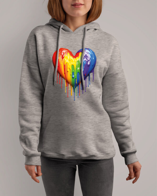 TL0368 Tshirt Hoodie Sweater SIM14 Bluza z kapturem Tęczowe serce