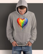 TL0368 Tshirt Hoodie Sweater SIM15 Bluza z kapturem Tęczowe serce