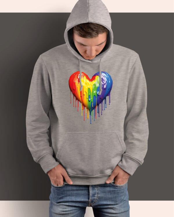 TL0368 Tshirt Hoodie Sweater SIM15 Bluza z kapturem Tęczowe serce