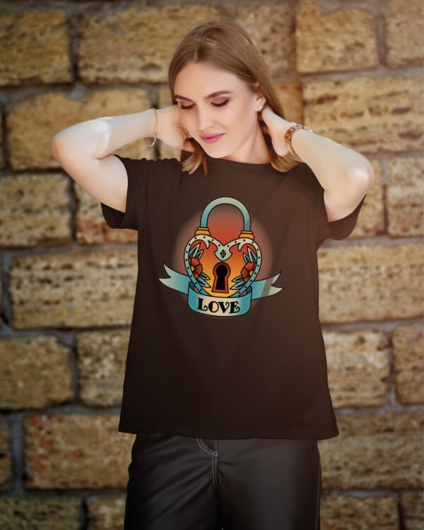 Koszulka z napisem <br>LOVE serce kłódka