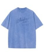 Koszulka oversize efekt sprania <br>Nadruk brokatowy Whiskey