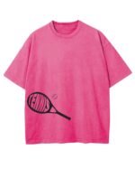 Koszulka oversize efekt sprania Nadruk silikonowy Tenis