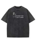 Koszulka oversize efekt sprania <br>Nadruk brokatowy Vintage Pop