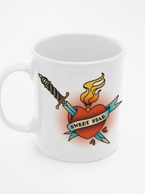 TL SUB MUG WH 0390 00 Kubek z sercem w stylu oldschool tattoo Sweet Stab