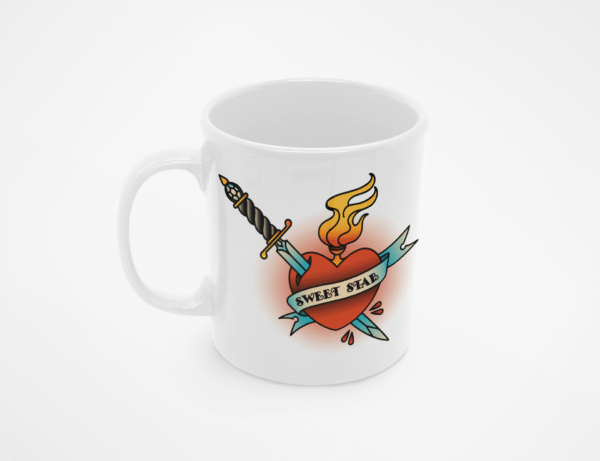 TL SUB MUG WH 0390 00 Kubek z sercem w stylu oldschool tattoo Sweet Stab