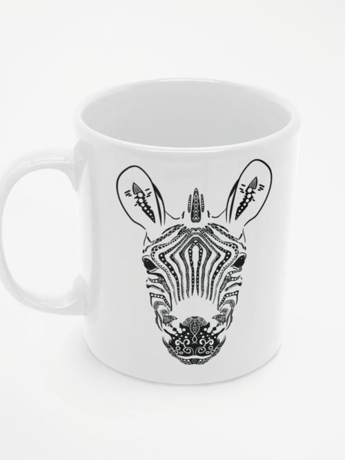 TL SUB MUG WH 0466 00 Kubek z zebrą w stylu tribal