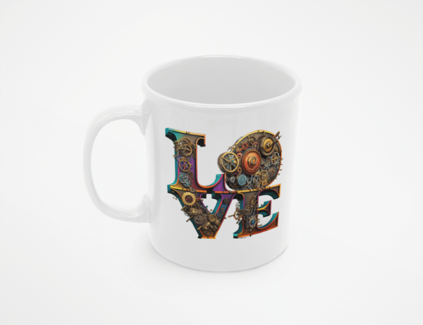 TL SUB MUG WH 0471 00 Kubek steampunk z napisem LOVE